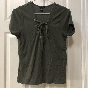Army Green Tie Up shirt